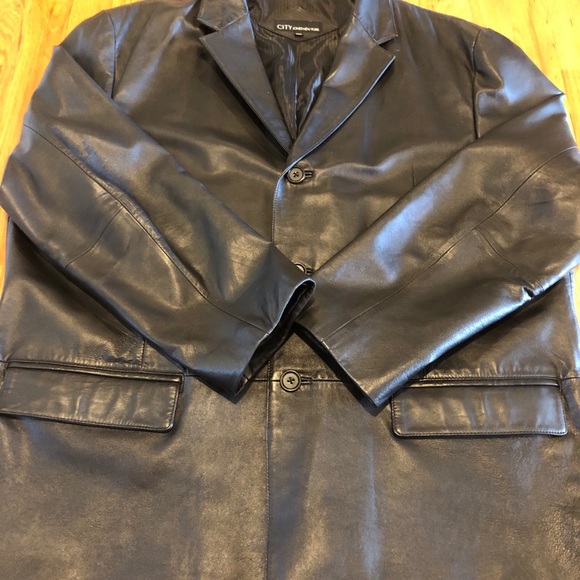 Men City Jones New York Black Leather Jacket - Picture 10 of 16